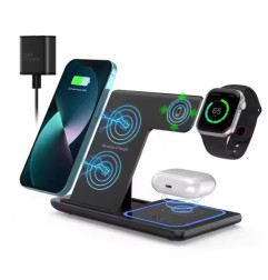 Incarcator Wireless 3‑in‑1 – Fast Charger 15 W, Compatibilitate Universala cu Apple