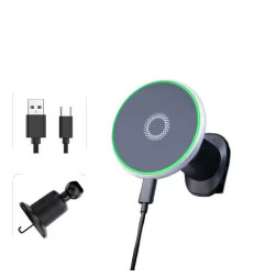 Incarcator auto wifi cu clema 15W, magnetic, reglabil la 360°, suport pentru telefon auto ultra-puternic (toate vehiculele)