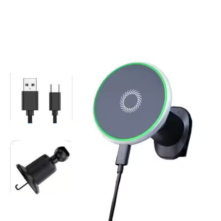 Incarcator auto wifi cu clema 15W, magnetic, reglabil la 360°, suport pentru telefon auto ultra-puternic (toate vehiculele)