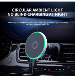 Incarcator auto wifi cu clema 15W, magnetic, reglabil la 360°, suport pentru telefon auto ultra-puternic (toate vehiculele)